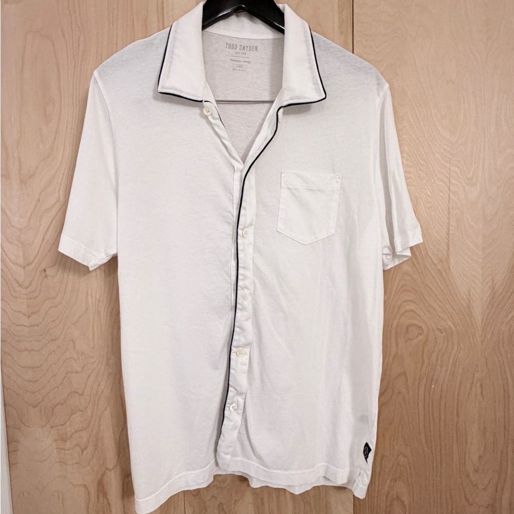 Todd Snyder white Casual Button Down Shirt with Camp Collar, Montauk tipped